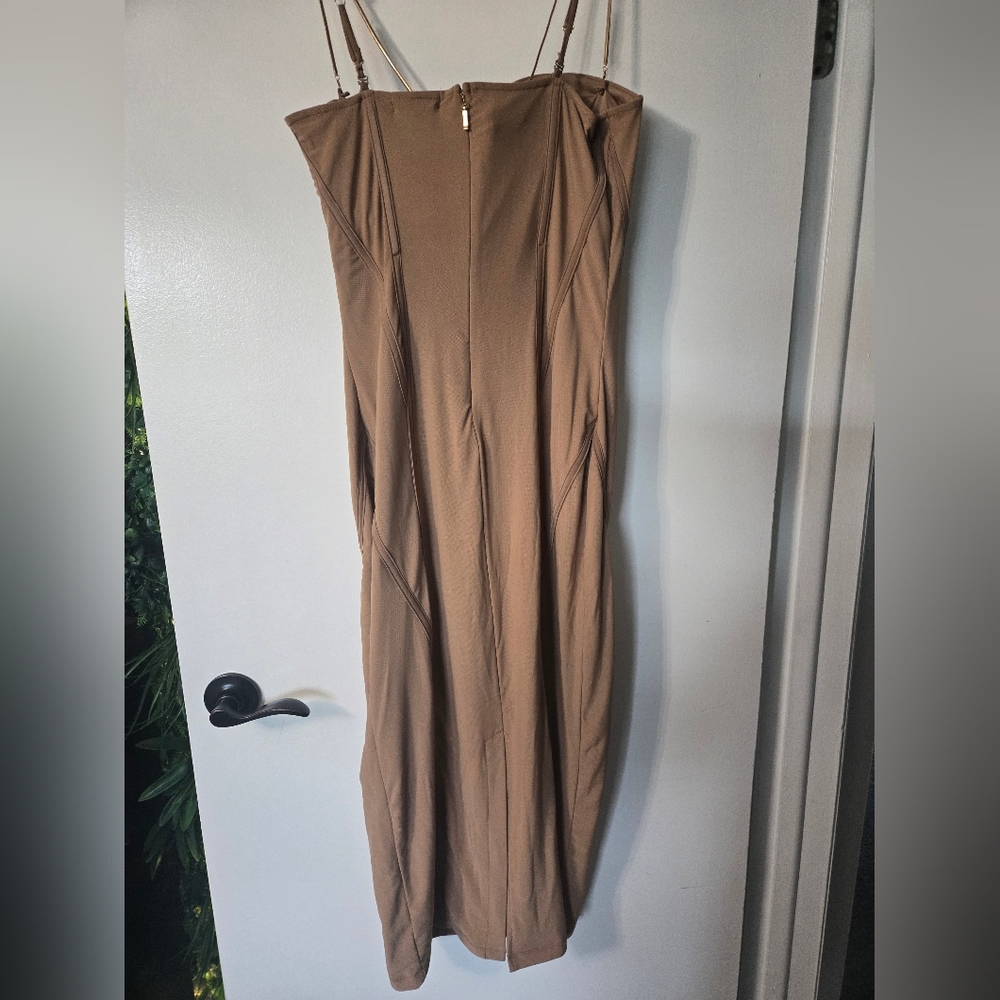 JLUXLABEL Strapless Tan Dress